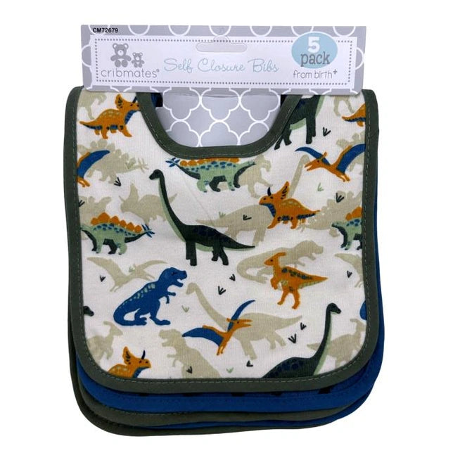 5 PC BOY'S BIBS DINO PRINTS